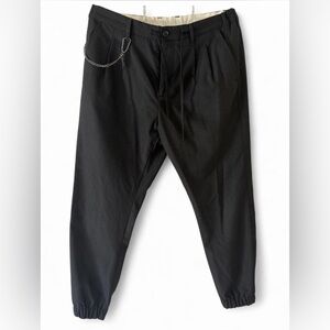 ZARA Black Pinstripe Jogger Pants with Chain – Size Large: 32